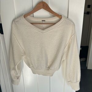 Free People Soft Cream V-Neck Sweater